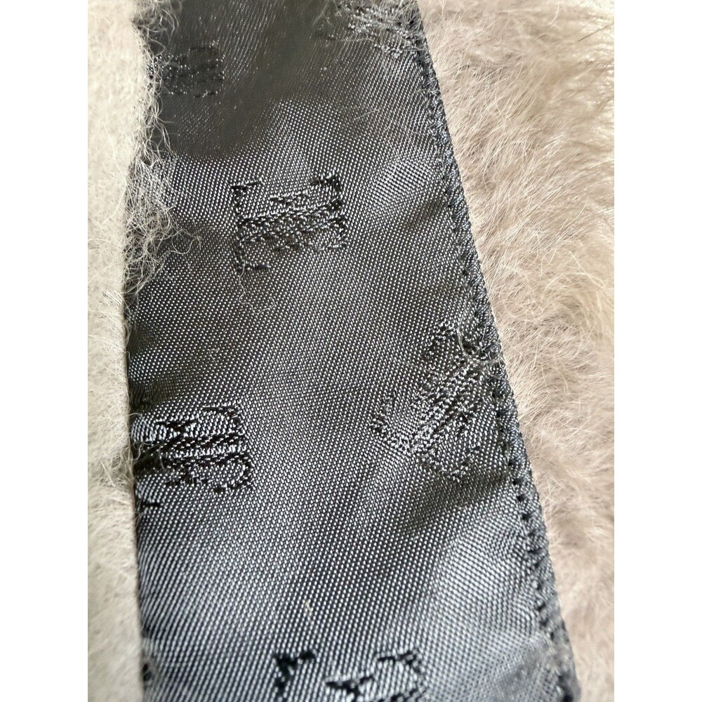 Vintage Genuine Silver Fox Fur Collar Scarf Stole Gray Black Satin Lined - Picture 4 of 8
